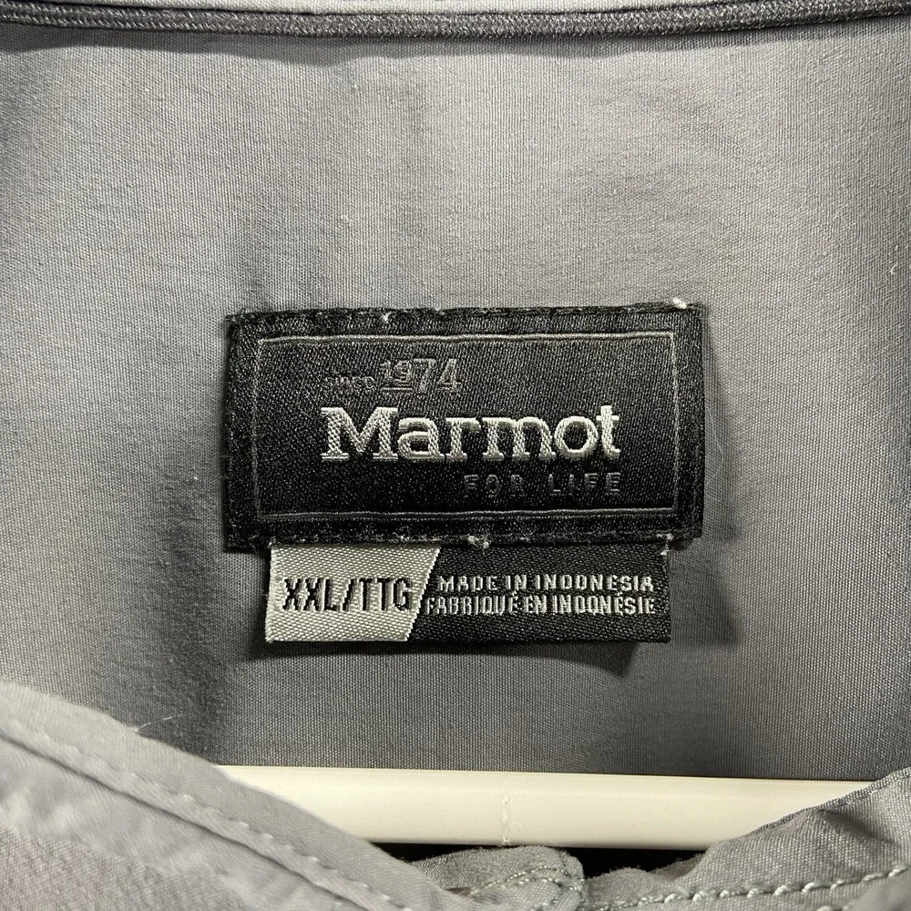 Marmot Shirt Mens XXL Kapalino Performance Snap Button Up Gray Pockets Outdoor